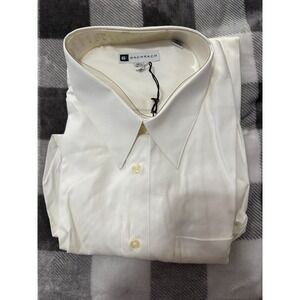 Bachrach Dress Shirt Men's 18.5 36/37 White Pockets Cotton Long Sleeve NWT $48